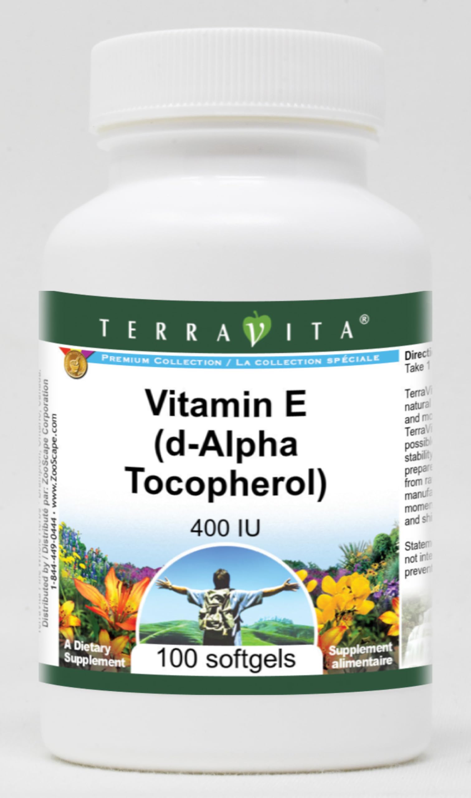 Terravita Vitamin E (d-Alpha Tocopherol) - 400 IU (100 softgels, ZIN: 428181)