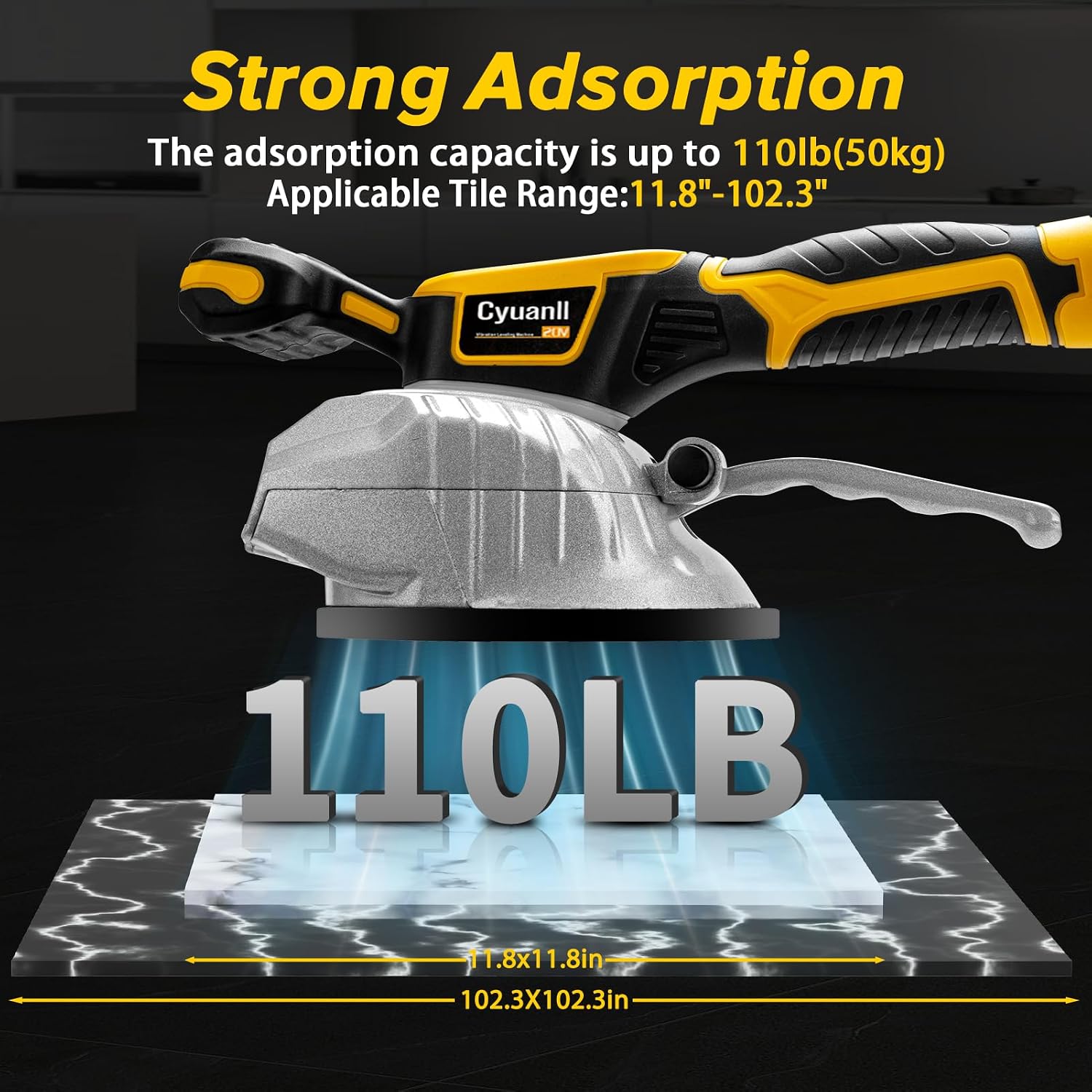Condition photo showing New/Like New for upgraded tile vibration tool for dewalt 20v battery,cordless tile vibration leveling machine with 8 speed,tiler vibrator tool suction cup,digital display,max 25000r/min for floor,tile,wall-no battery