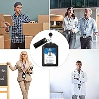 Vista 7 de boshiho - Soporte para tarjetas de identificación de crédito de piel auténtica con cordón elástico para el cuello, estilo vertical (negro)