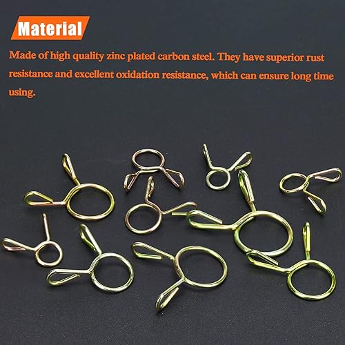 Miniatura 3 de HELIFOUNER 300 piezas de manguera de línea de combustible de 10 tamaños, tubería de agua, tubos de aire, clips de resorte, kit surtido de