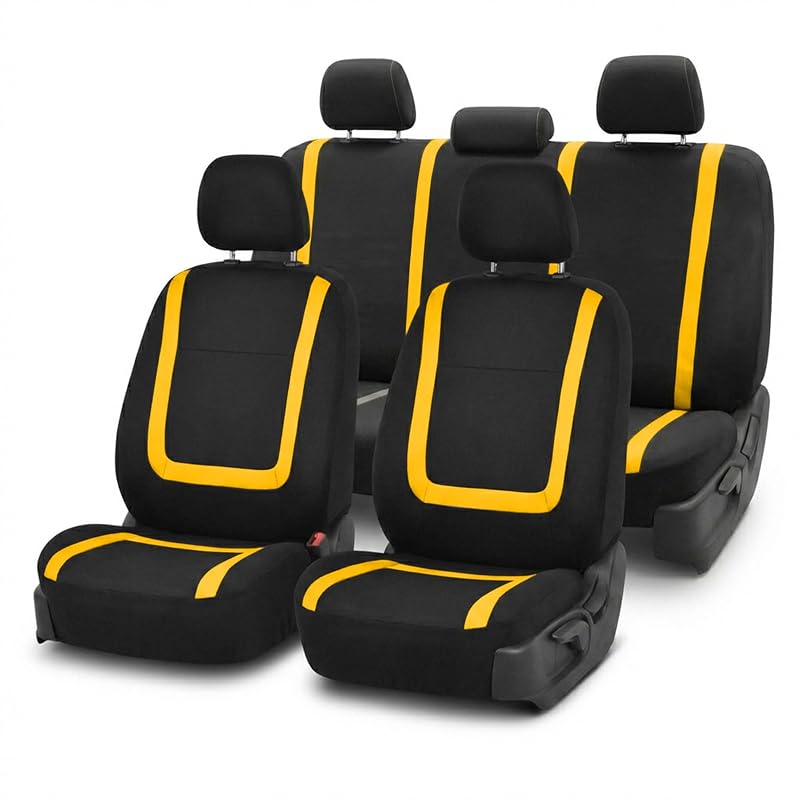 Capa para Banco Automotivo em Tecido FH Group, Conjunto Completo com Ajuste Universal, Amarela