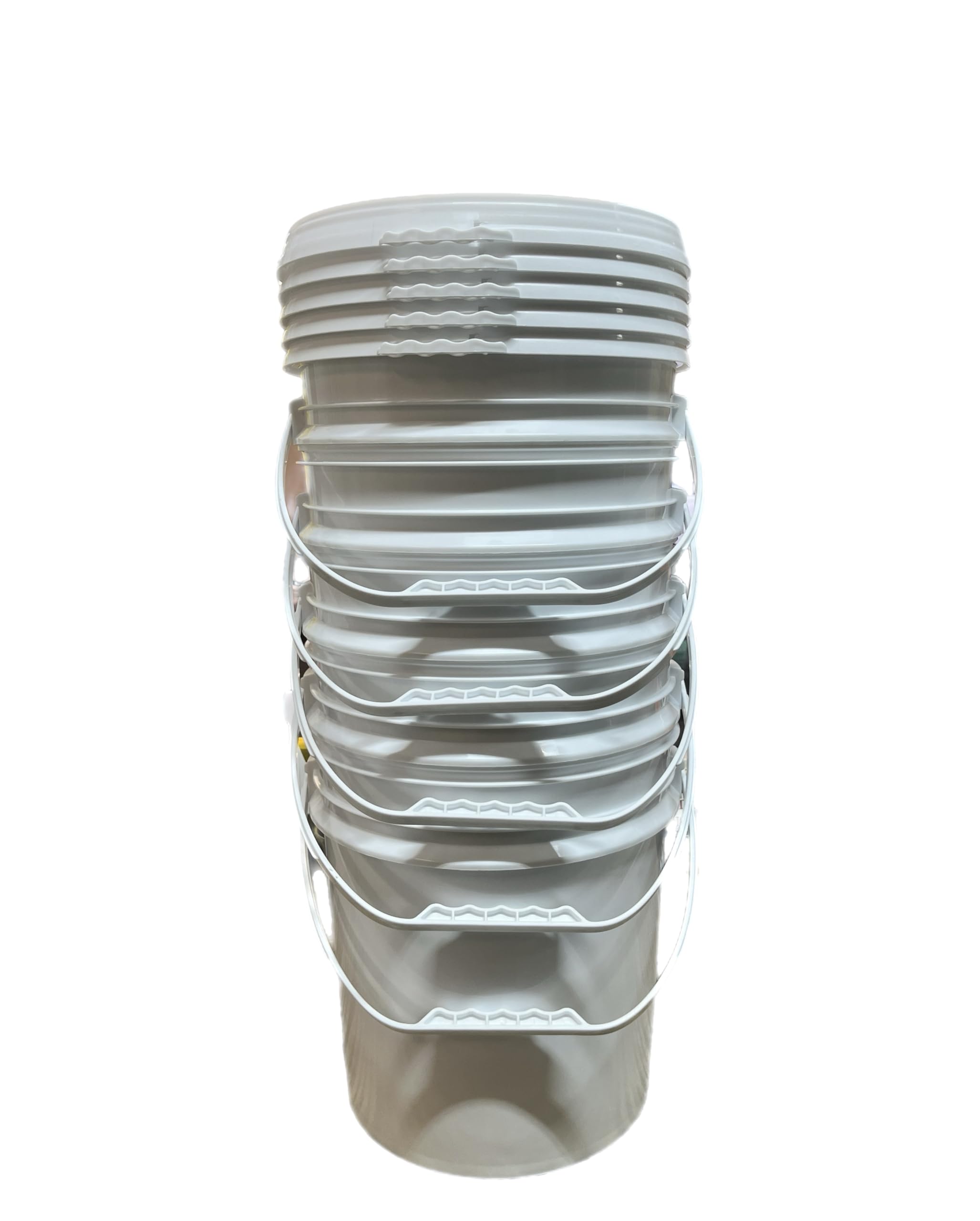 2.5 Gallon Bucket Food Safe Container with Lid (White, 5pc with Lid) Great for All-Purpose Usage