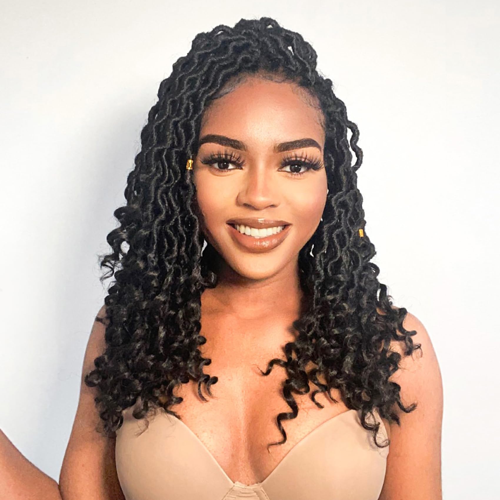 Karida Goddess Locs Crochet Hair 14 Inch, 8 Packs Upgraded Crochet Hair for Black Women, Pre Looped Crochet Faux Locs With Curly Ends (14 Inch (Pack