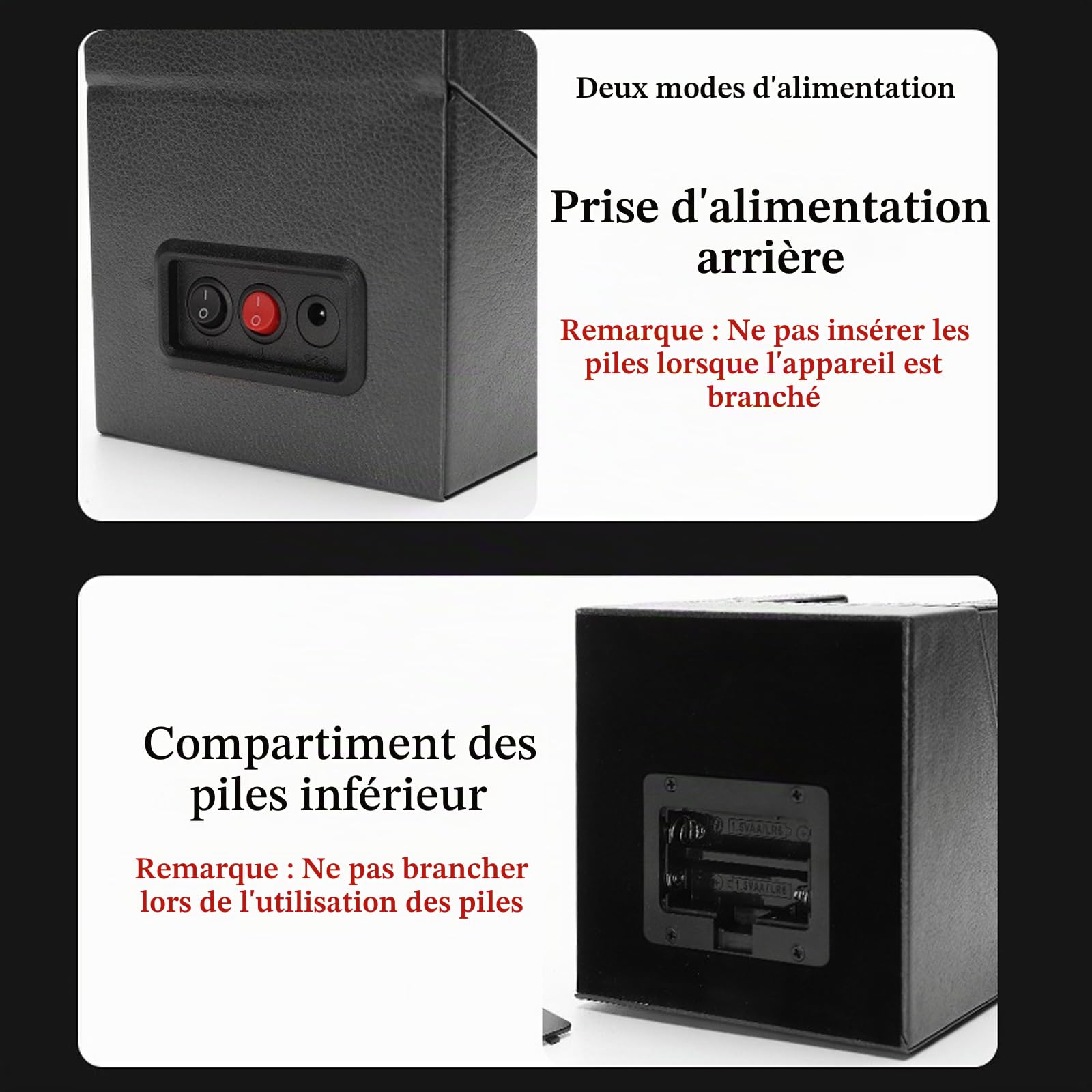 Remontoir Montre Automatique,Boite Montre Automatique,Remontoir Automatique avec LumièRe LED,BoîTe De Remontoir De Montre pour 1 Montres,Remontoir Automatique en Cuir PU