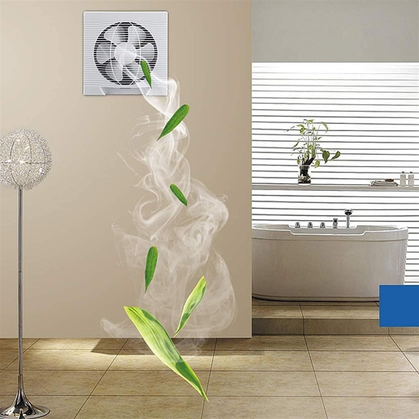 Wentylator wyciągowy, wentylator, biały kwadratowy wentylator wyciągowy do montażu na ścianie, mocny wentylator do domu