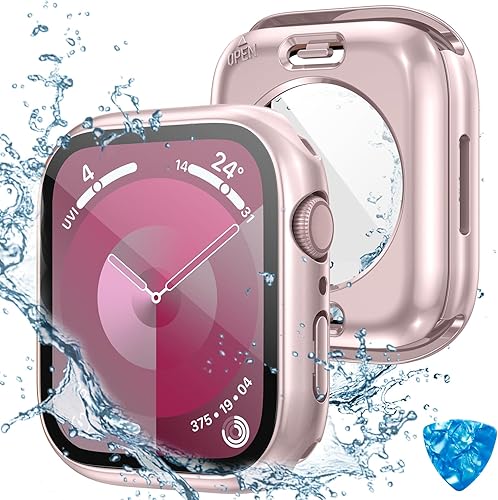 Tensea Funda protectora de pantalla impermeable para Apple Watch (2 en 1) para Apple Watch Series 9, 8, 7, 1.614 in, accesorios para iWatch de