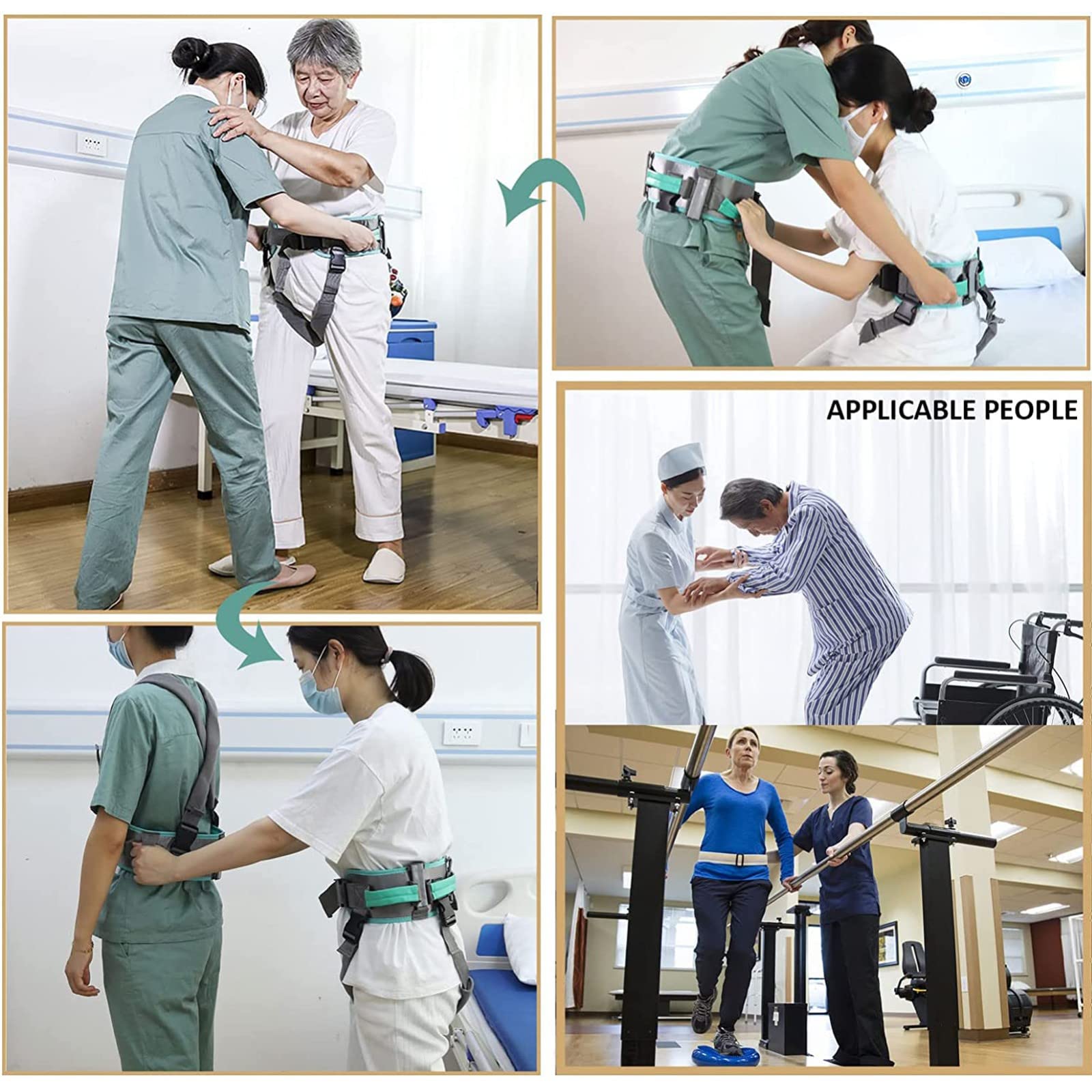 Cinturón De Tracción De La Cintura,7 Cinturones con Asas,Cinturón de Transferencia para Personas Mayores,Cinturón de Rehabilitación Eslinga del Paciente Cinturón Móvil para Ancianos M