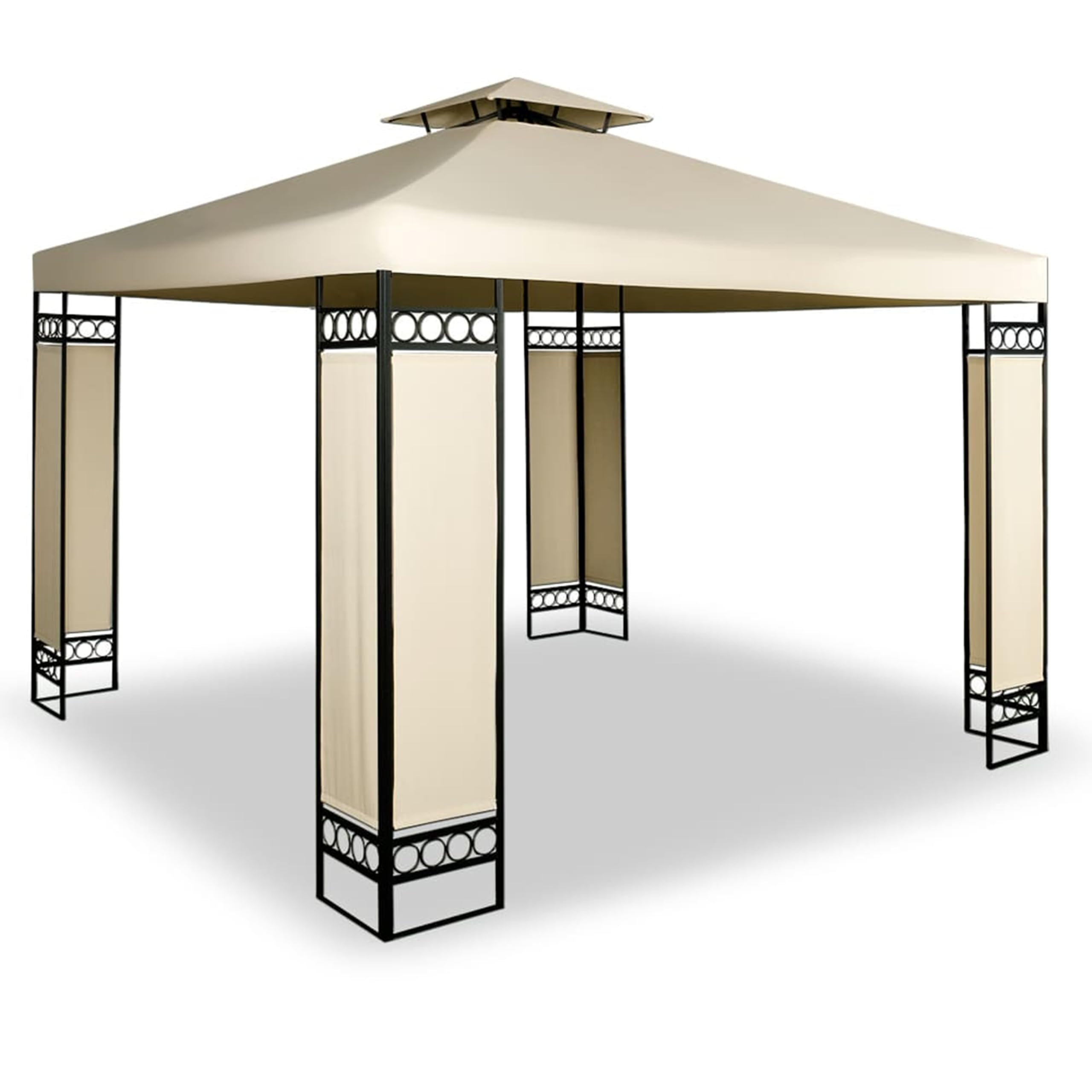 Pavillon Lorca 3x3 m métal Toile Hydrofuge Protection UV 50+ Tente de réception tonnelle de Jardin pergola mobilier extérieur crème