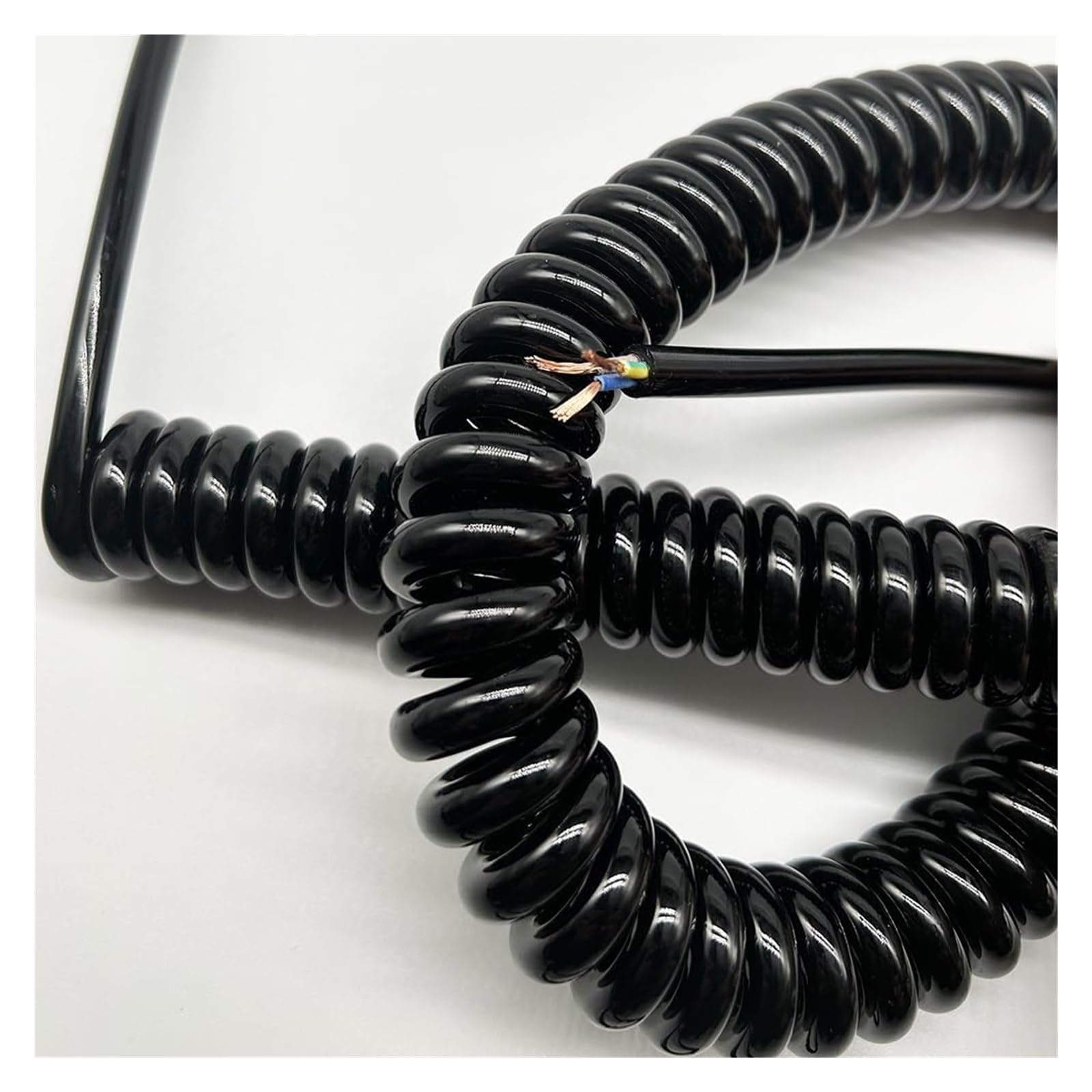 Kabel telefoniczny Przewód spiralny spiralny, 3-żyłowy, kwadratowy, 0,7 mm, 2,5 metra, 5 metrów, 7,5 metra, średnica zewnętrzna 6 mm, 9 mm, rozciągliwy, elektryczny(Stretch 1.2 meter)