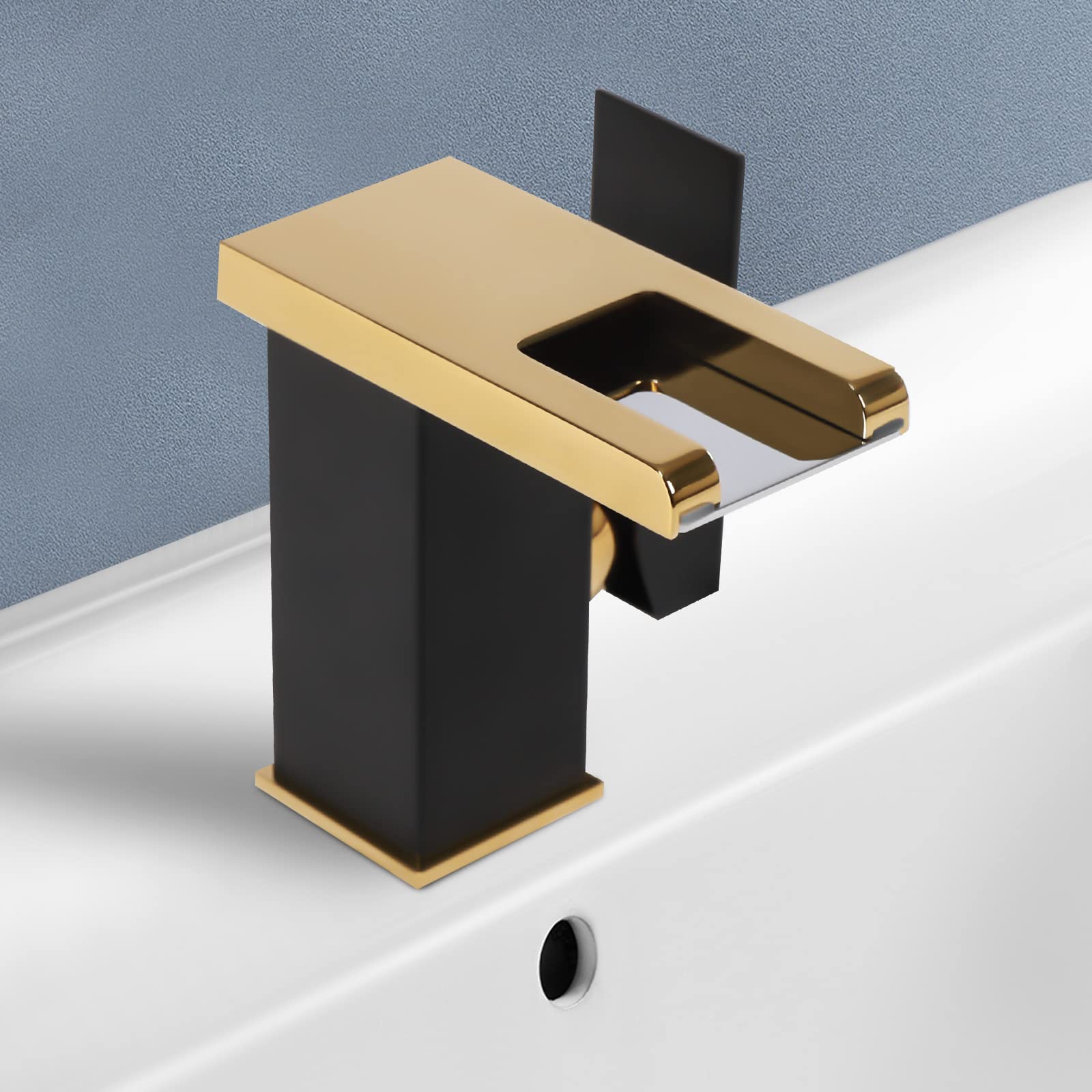 Rubinetto a LED a 3 colori, G1/2", a cascata in acciaio inox, con 2 tubi per bagno, cucina, docce