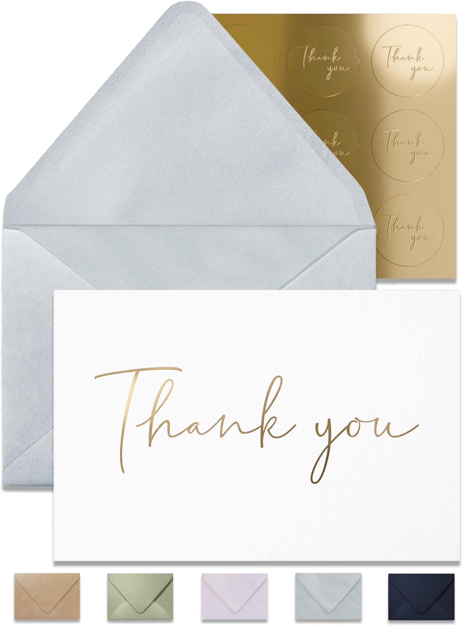 Wedding & Baby Shower Thank You Notes Set - 100 Blank Cards & Envelopes - 4x6