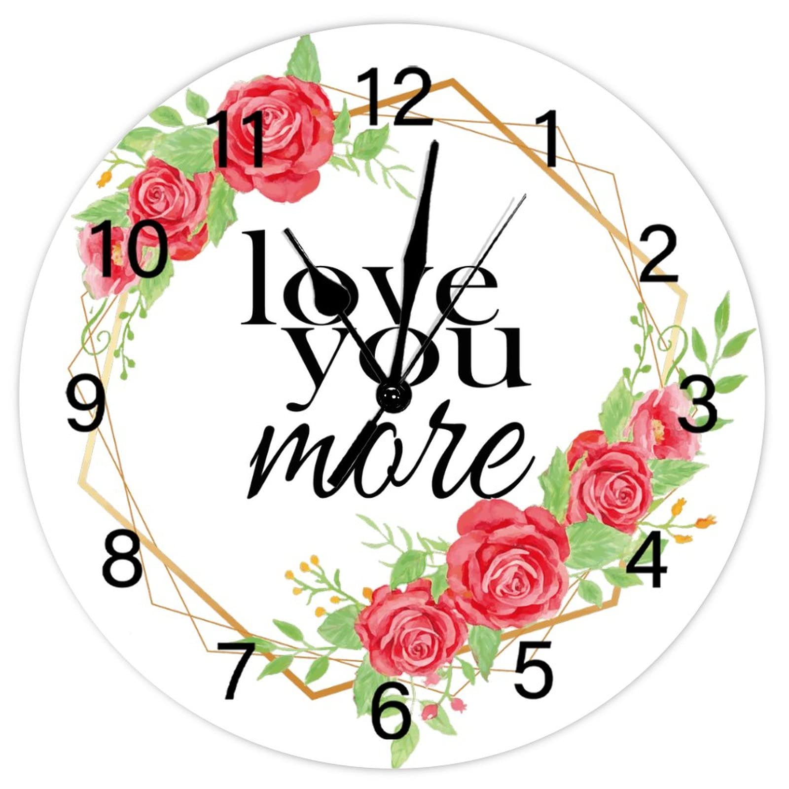 Horloge murale rustique et silencieuse Love You More pour decoration salon