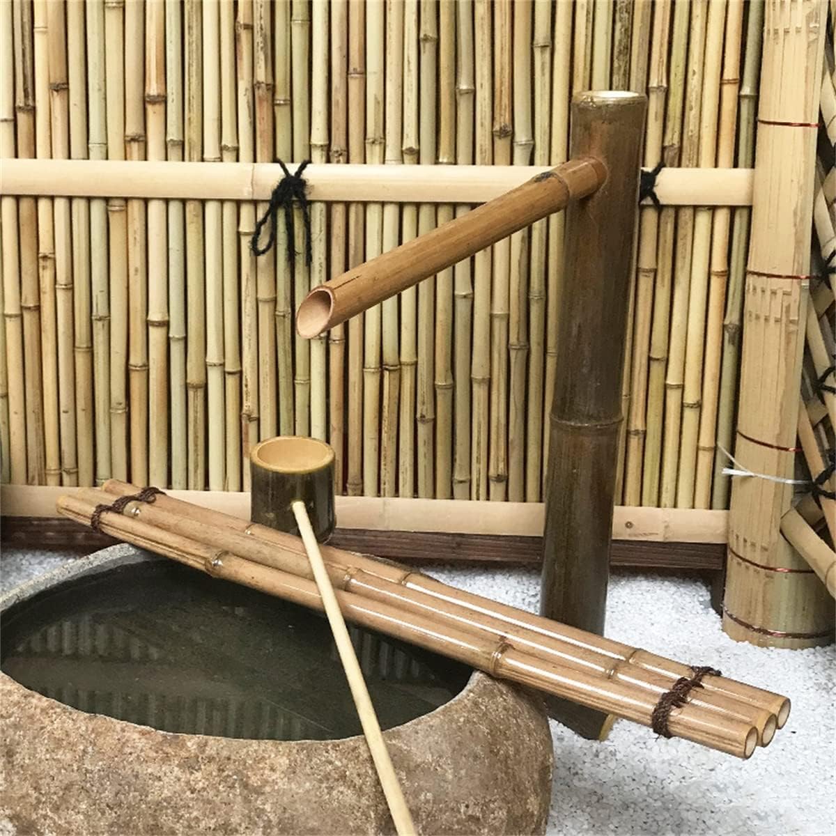 HJDSUDU Bamboo Accents Water Fountain, Bamboo Water