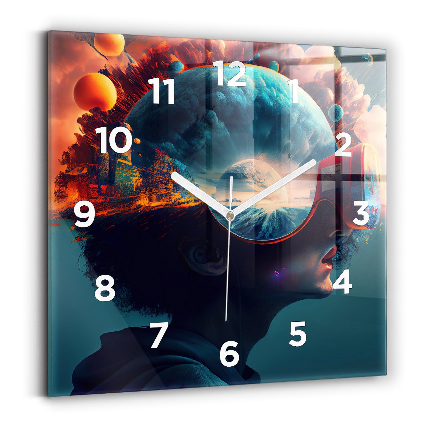 Horloge numérique affichage analogique 30x30 cm silencieuse pour décoration de bureau