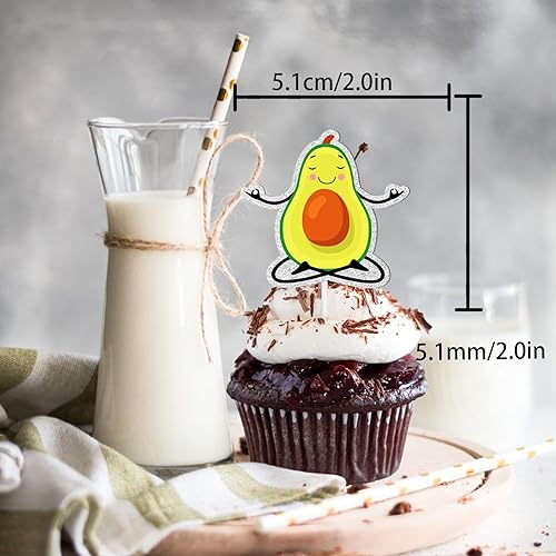 Miniatura 2 de 18 piezas de decoración de postre de guacamole con purpurina verde, decoración temática de danza de aguacate, suministros de decoración para baby