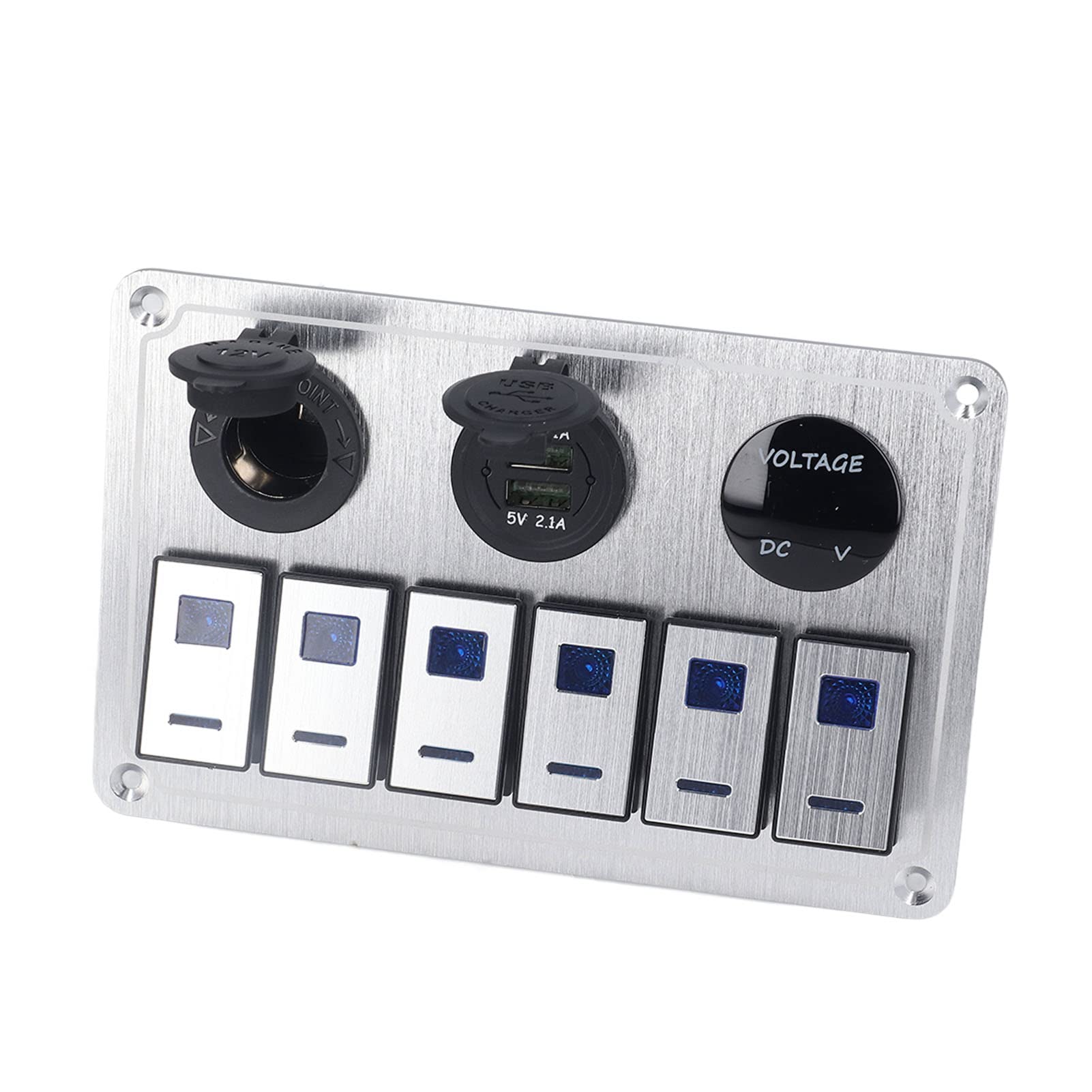 Tbest Panel Wahacza Gang Włączony Wyłączony Niebieskie światło LED .1A Port USB do Samochodu RV Loy PanelCar Panel Wykonany z Wahacza Wykonany Jest z Aluminium PC i Plastiku miedzianego. Klamra