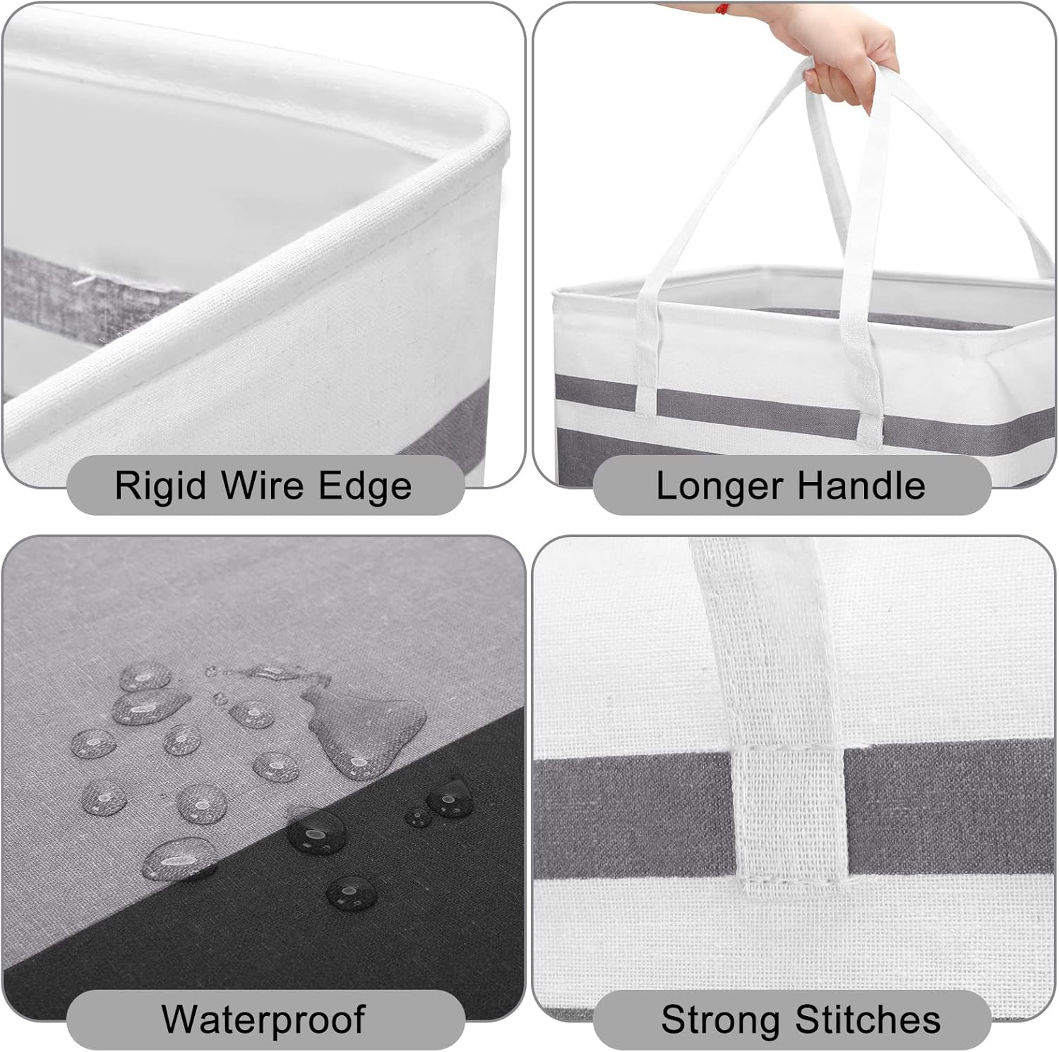 Foaincore 6 Pieces 75 L Laundry Hamper Basket Organizer Large Laundry Bag Bulk Waterproof Collapsible Clothe Storage with Handles for Dorm Room Bedroom Towels (Black Gray)