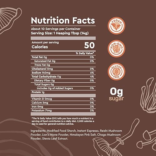 Miniatura 2 de 360 Nutrition Café instantáneo de hongos con Reishi, melena de león, hongos superalimentos Chaga para energía natural, enfoque e inmunidad  Tostado