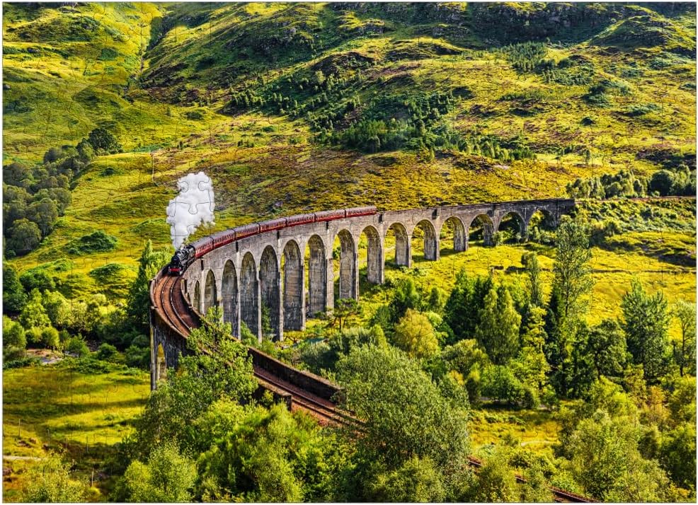 MyPuzzle Glenfinnan Railway Viaduct with Jacobite Steam Train Scotland - Premium 1000 Piece Jigsaw Puzzle for Adults