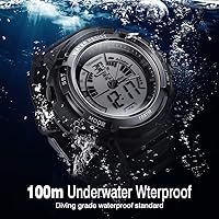 Vista 2 de 10ATM 328.1 ft Reloj deportivo impermeable al aire libre para nadar con luz trasera, cronómetro, función de cronógrafo, soporte de doble zona