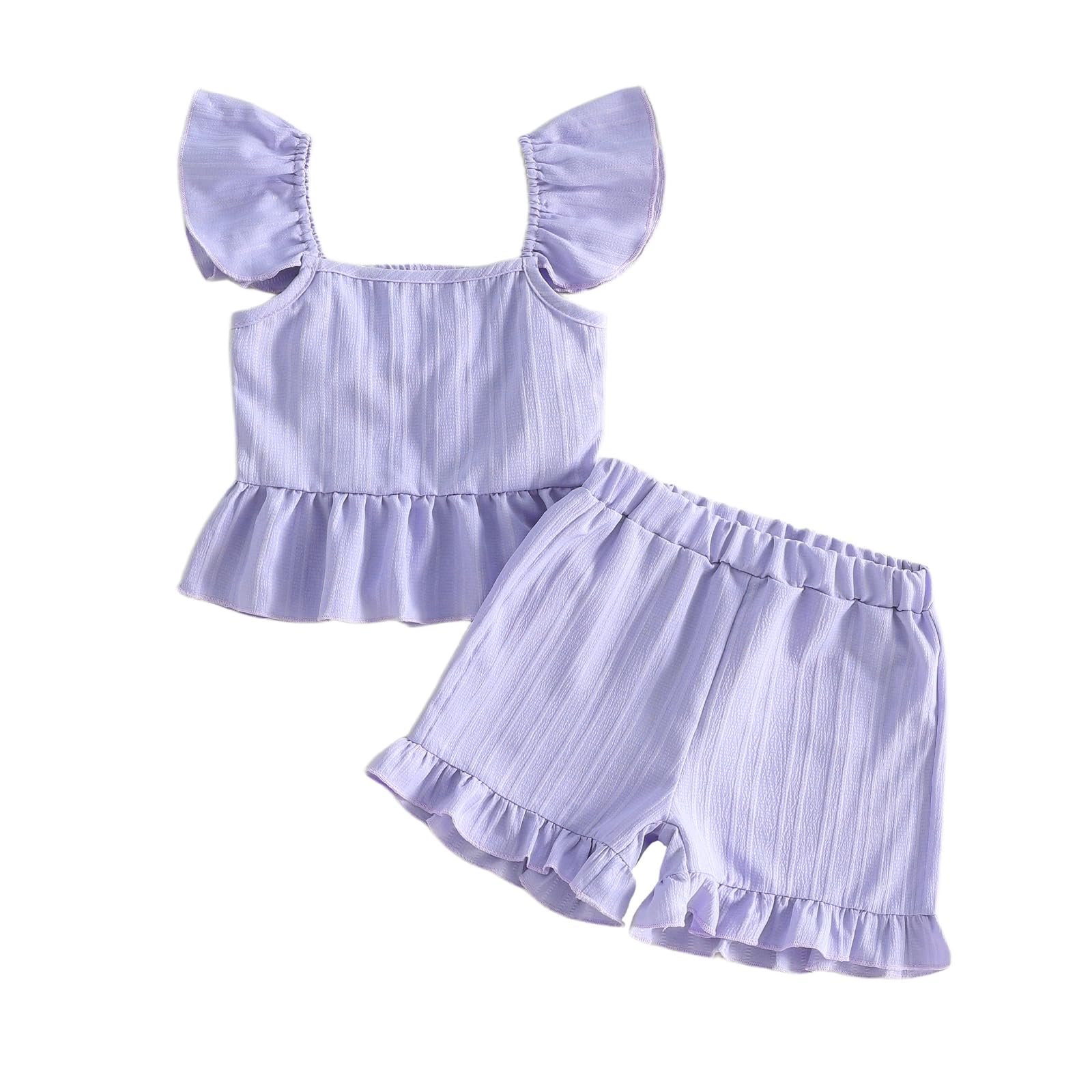 Little Toddler Kids Girl Clothes Set 1-8 Years Summer Outfits Solid Color Tank Tops &amp; Shorts