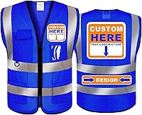 Vista 18 de BeautyWill Chaleco de seguridad con logotipo personalizado, Hi Vis Clase 2, chaleco reflectante de construcción unisex con 5 bolsillos