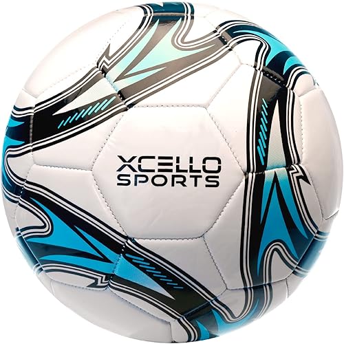 Miniatura 7 de Xcello Sports Balón de fútbol tamaño 5, paquete de 2 (azulplata, blancoazul) con bomba