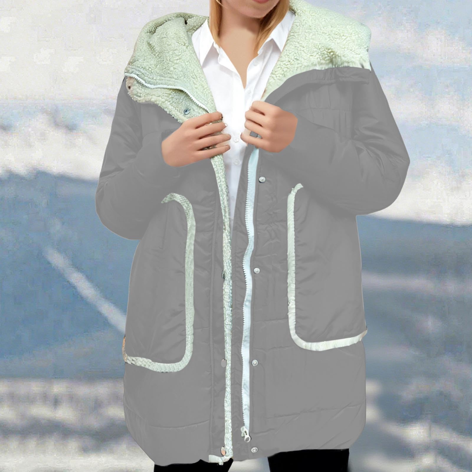 HAOLEI Chaqueta Acolchados Mujer Invierno con Capucha Cálido Abrigo Algodón Manga Larga con Bolsillos Casual Cremallera Adolescentes Abrigos con Bolsillos Gruesos de Forro Polar Calient Outwear
