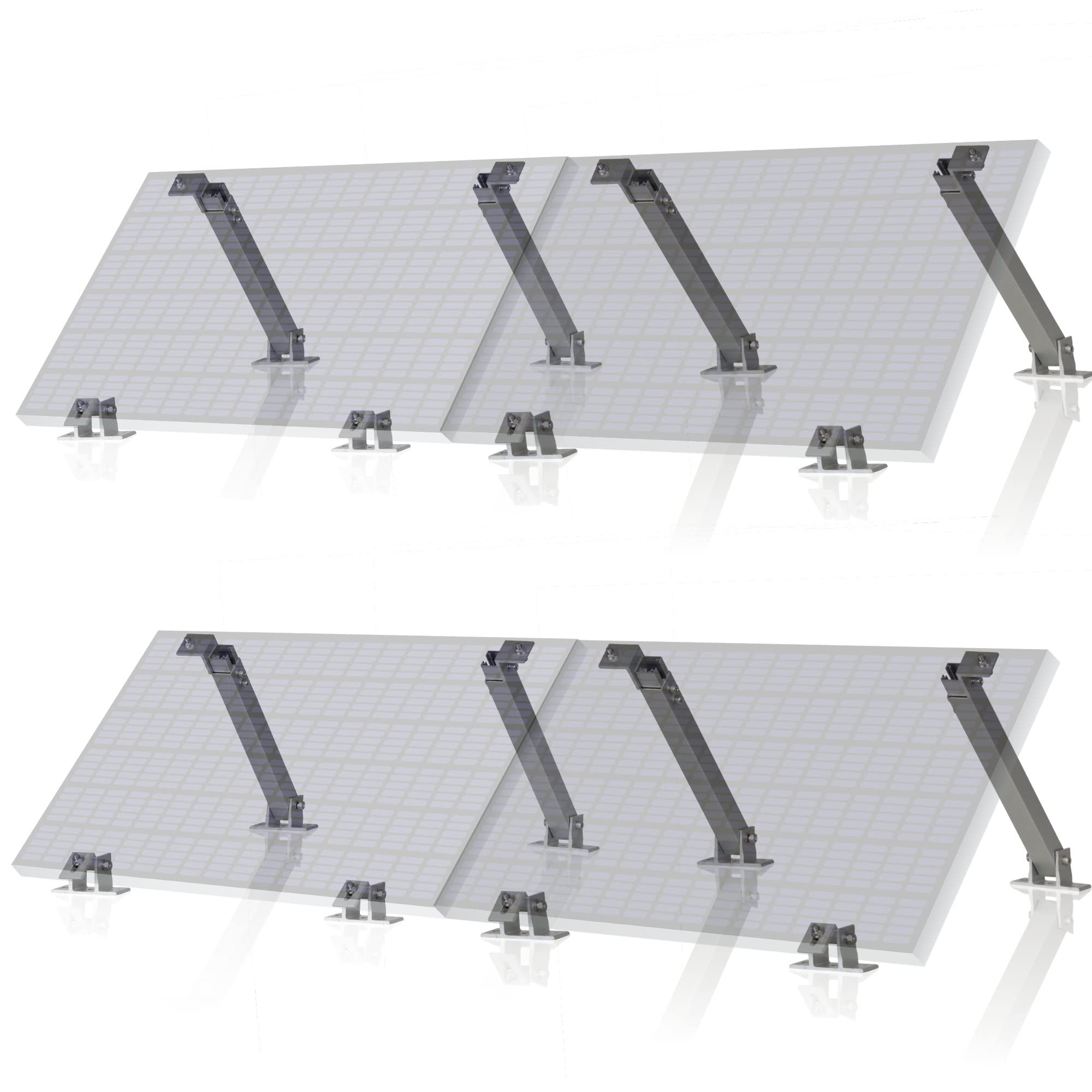 Zelsius Uniwersalny zestaw uchwytów do modułu solarnego z regulowanym kątem | aluminiowy zestaw montażowy do czterech paneli | uchwyt panelu z mechanizmem teleskopowym, zestaw do mocowania | mocowanie