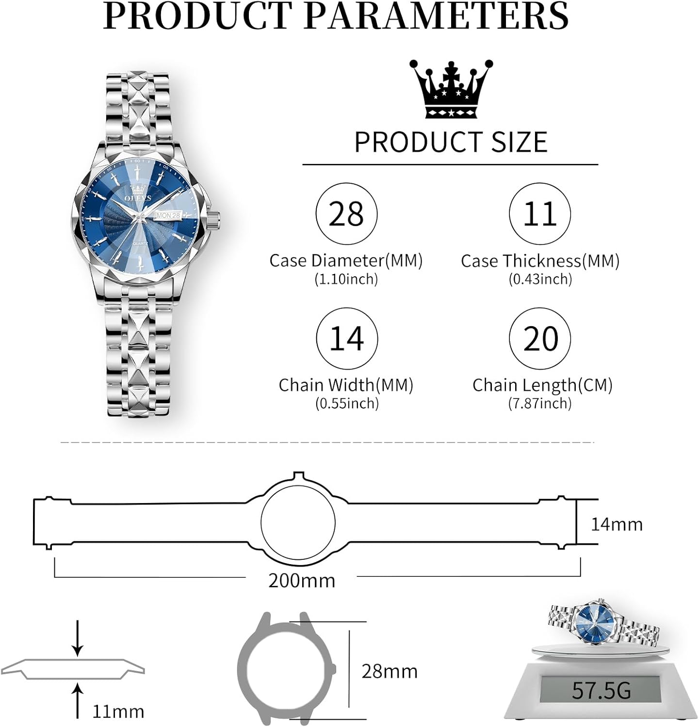 OLEVS Gold Watch for Women Waterproof Small Dial Ladies Watches Stainless Steel Analog Womens Wrists Watches Fashion Luxury Dress Diamond Watches for Women (Gold/Blue/Slive) Dial Gift for Women
