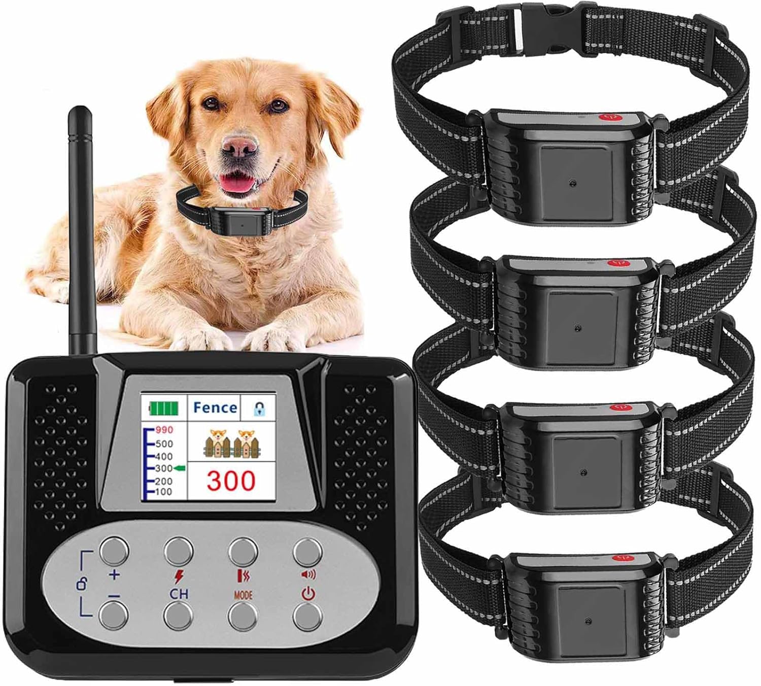 Wireless Dog Fence, Electric Dog Fence & Remote Training Collar 2 in 1, Vibration & Shock, IP67 Waterproof Receiver, 3 Modes, 2026 Pet Boundary Containment System for 1/2/3/4 Dogs,for4dogs