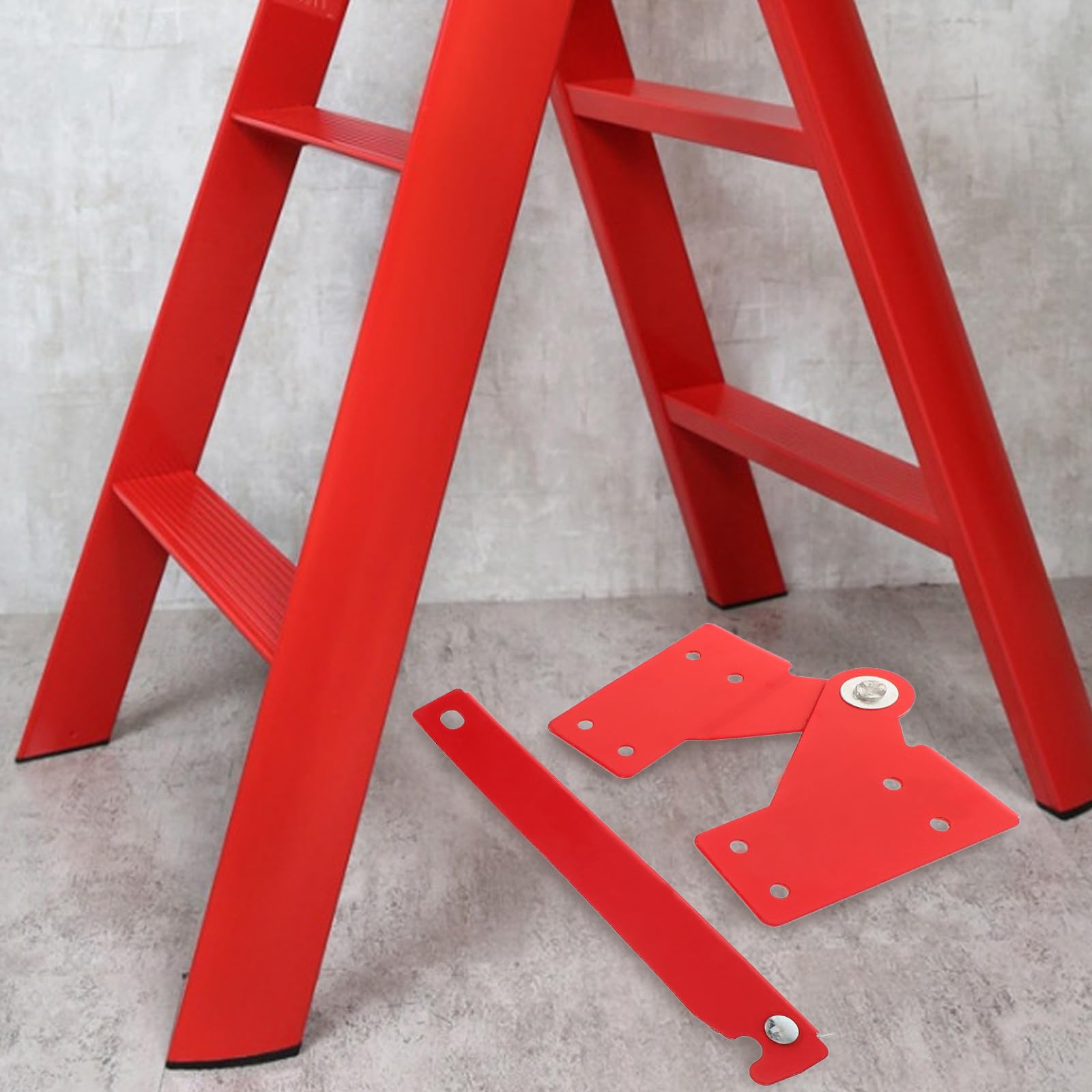 Kit de Bisagra para Escaleras Plegables de Ático Unión de Aluminio Reforzado Codo Incluye Tornillos y Varillas Bisagra Roja Gr para Escaleras Pequeñas y s