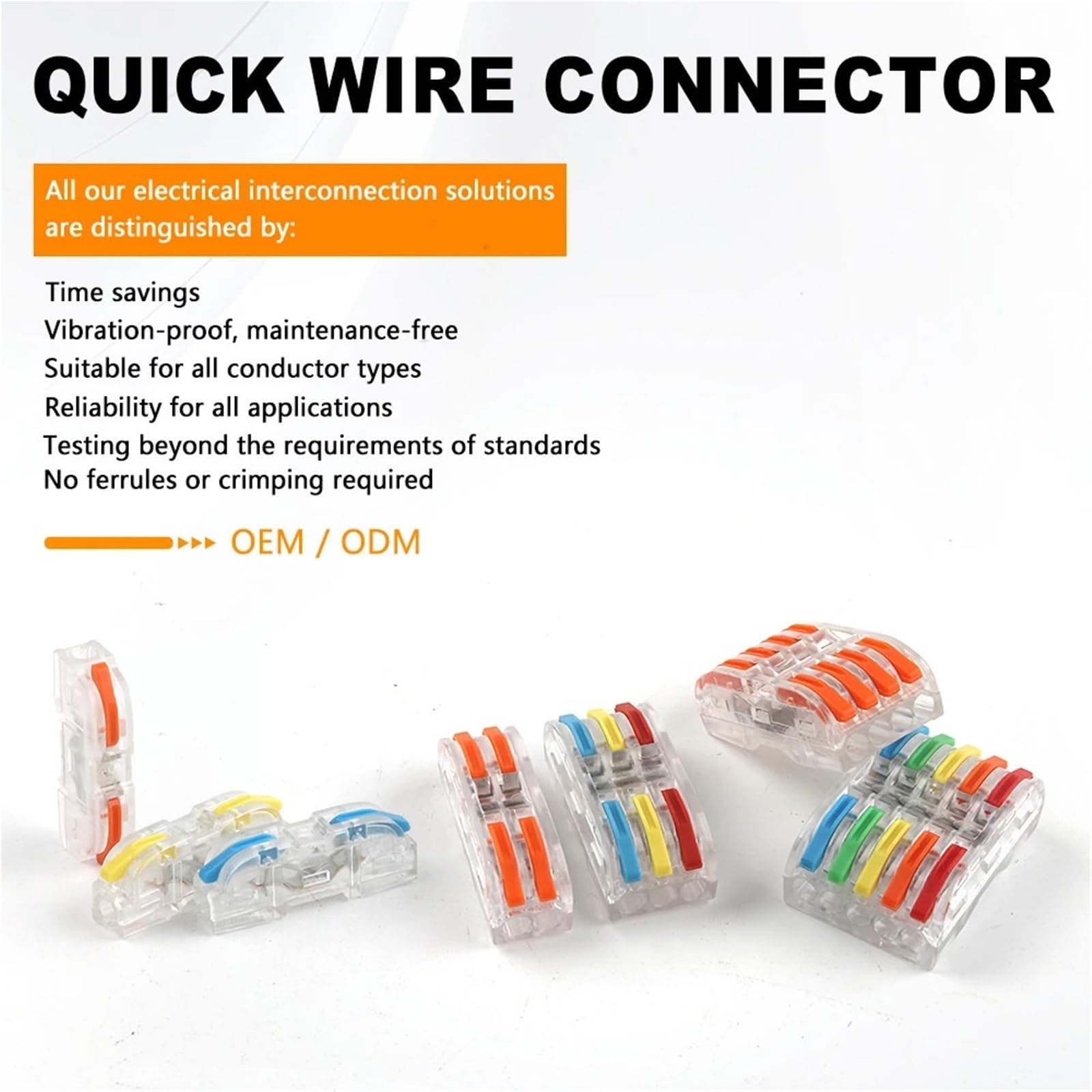 10/50 connettori for cavi a leva mini trasparenti, terminali for cavi di aggancio rapido compatti push-in for cablaggio domestico(223-T-OBLY,50PCS)