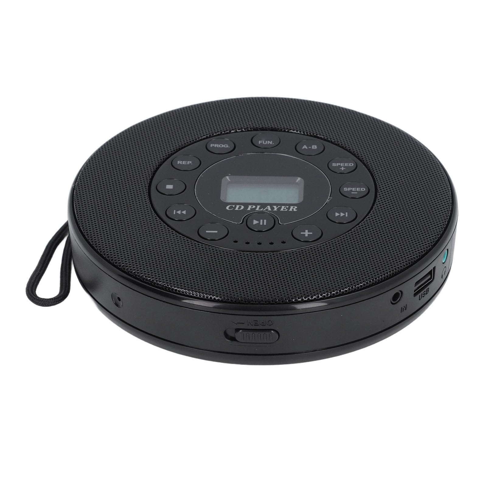 SIXRUN Lettore CD Portatile, Lettore CD Bluetooth ABS con Altoparlante Integrato, Batteria Ricaricabile da 2000 MAh, Uscita da 3,5 Mm per Viaggi in Auto e Ascolto di Musica a Casa (BLACK)