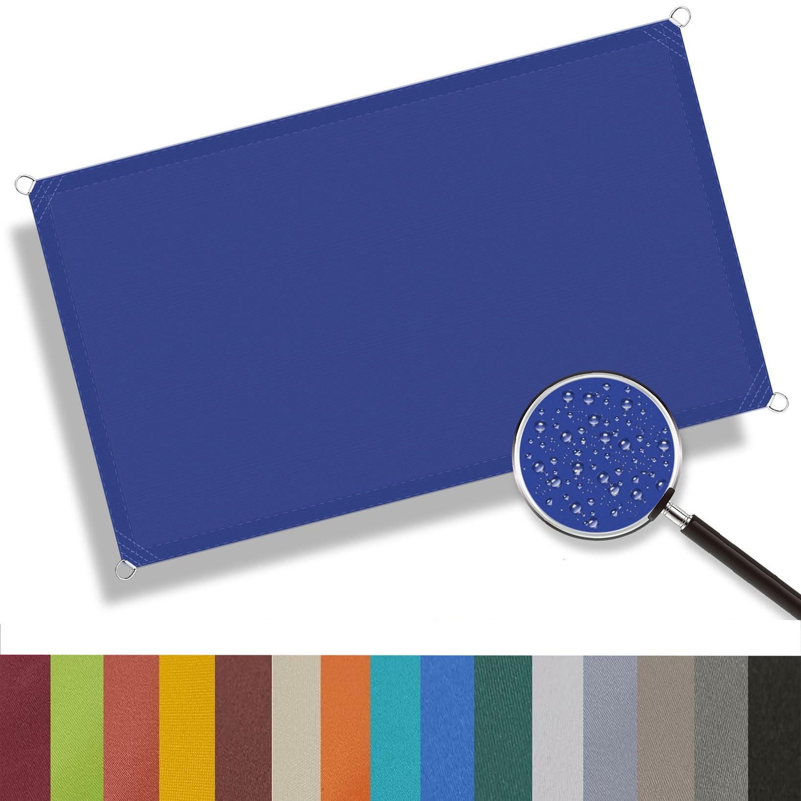 Voile d'ombrage imperméable bleu foncé 6x8.5 m anti-UV et coupe-vent