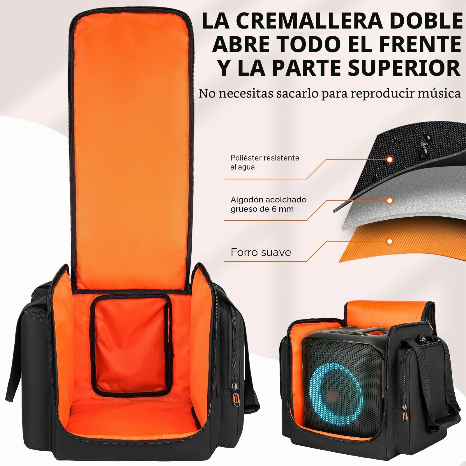 Bolsas para JBL Partybox Encore Essential, bolsa de transporte para altavoces que se ajusta a Encore con correa para el hombro y bolsillo adicional para micrófono, cargador, cable, accesorios (negro)