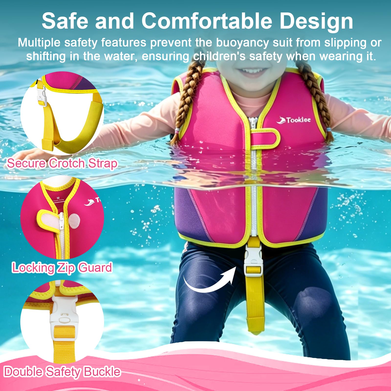 Giubbotto da Nuoto per Bambini – Sistema di Galleggiamento Regolabile a 8 Pannelli, Testato TÜV e sicuro – Comfort in Neoprene Morbido, Struttura Resistente