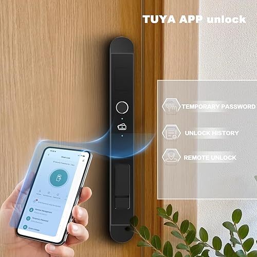 Miniatura 3 de Cerradura inteligente para puertas correderas y ventanas, entrada sin llave 4 en 1 con huella digital, tarjeta, llave mecánica y control de