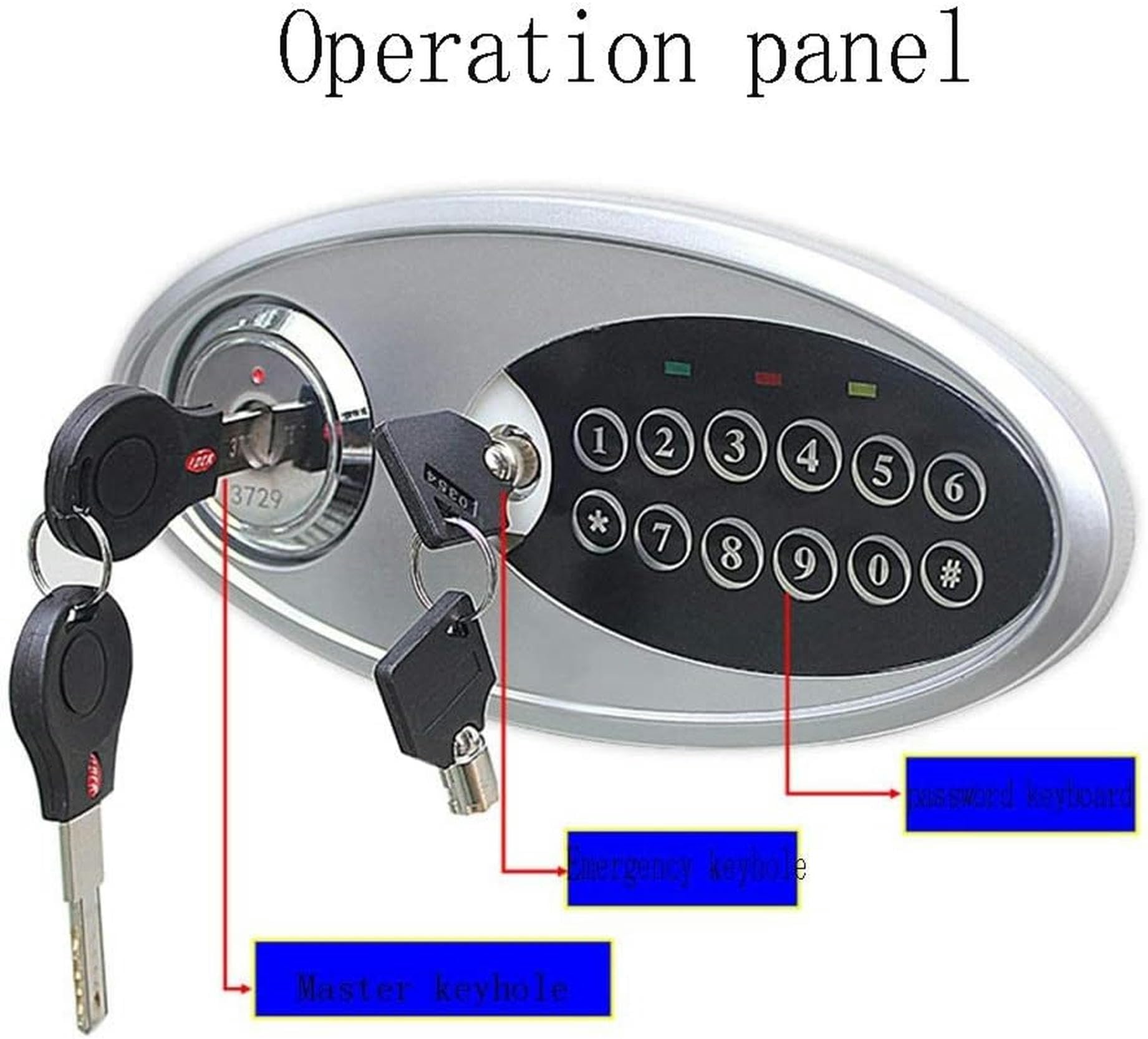 Cajas Fuertes Totalmente de Acero Gabinete de Seguro con Llave de Metal Armario con Alarma de 2 Contraseña antirrobo Lo, Black-1