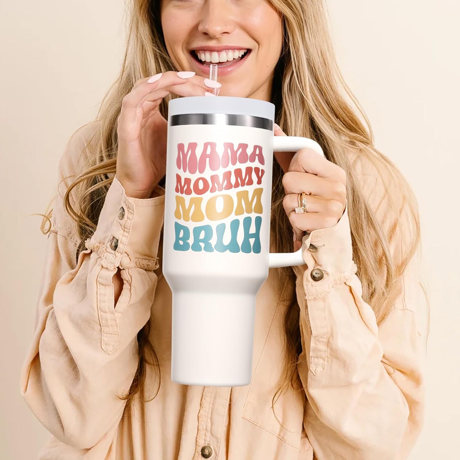 Gifts for Mom, Christmas Gifts from Daughter Son, 40 OZ Tumbler Best Birthday Gift for Mama Mother-in-Law Wife Mother Women, Mama Mommy Insulated Cup with Handle New Mom Gift for Wife from Husband - Image 3