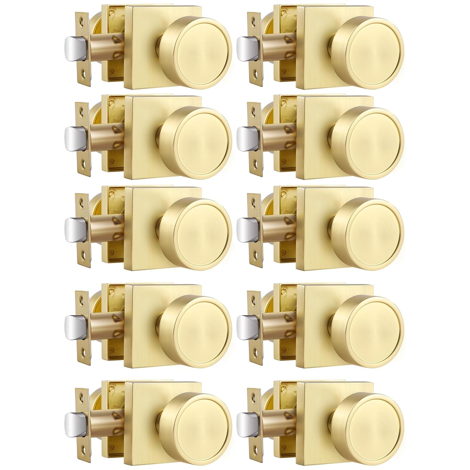 Haidms Gold Passage Door Knobs Interior, Heavy Duty Zinc-Alloy (10 Pack)