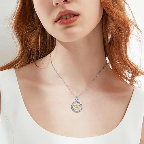 Miniatura 3 de Collar de plata de ley 925 con dije de ojo de Horus egipcio, protección Ankh egipcia, amuleto, regalos para mujeres, hombres y adolescentes, Plata