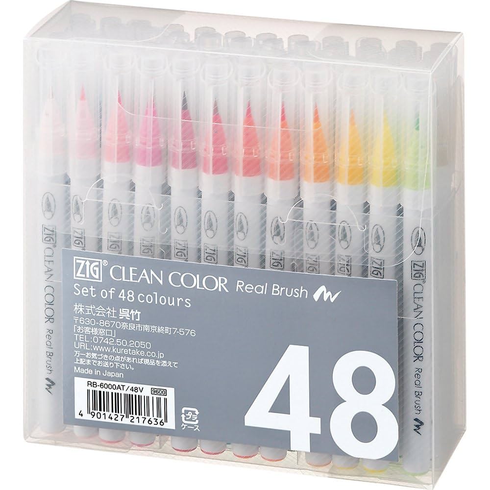 Amazon | Zig Clean Color Real Brush Markers (48 Per Package