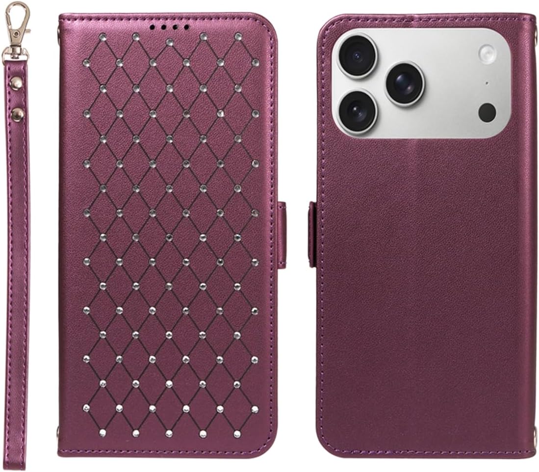 for iPhone 17 Pro Max Wallet Case with RFID Blocking, Card Slots & Kickstand | PU Leather Folio Cover with Lanyard Strap - iPhone 17 Pro Max(6.9") Case Purple