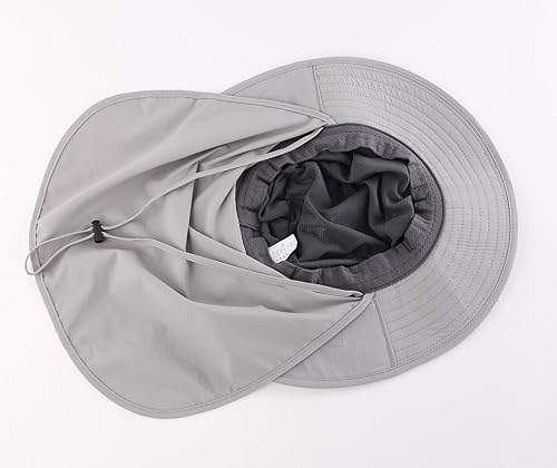 Miniatura 4 de Home Prefer Sombrero de malla para exteriores UPF50+ Sombrero de pesca de ala ancha con solapa para el cuello