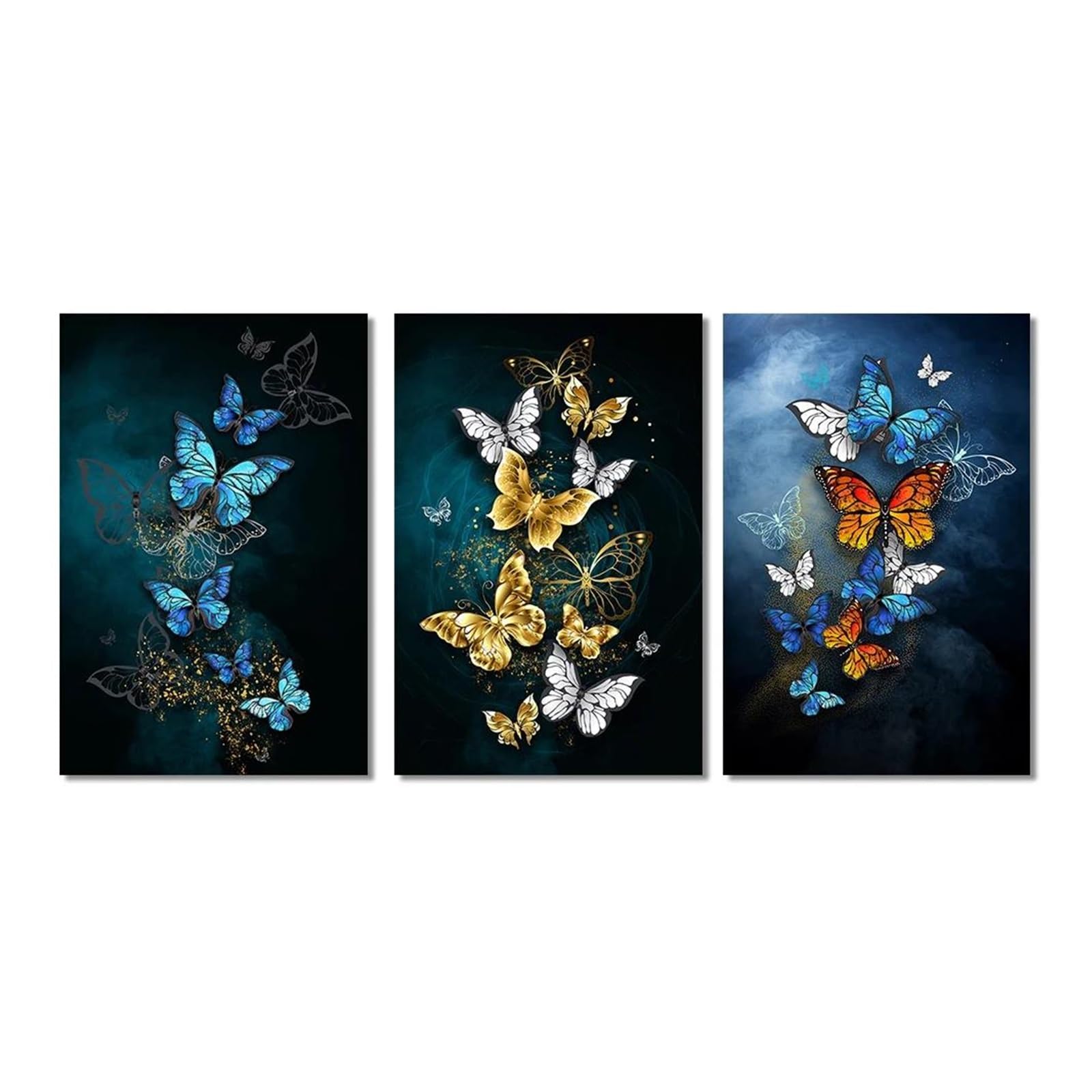 Peinture sur toile salon papillons colorés déco murale grand format