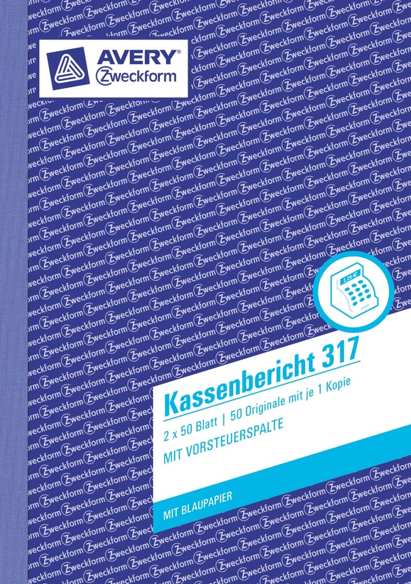 AVERY Zweckform 10 x Formularbuch Kassenbericht A5 vorgelocht 2x50 Blatt mit Ausfüllhilfe