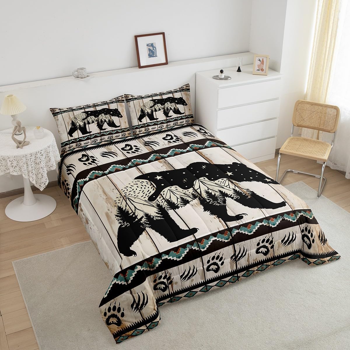 Feelyou Bear Comforter Set Queen Size for Kids Boys Girls Bedding Set image 3