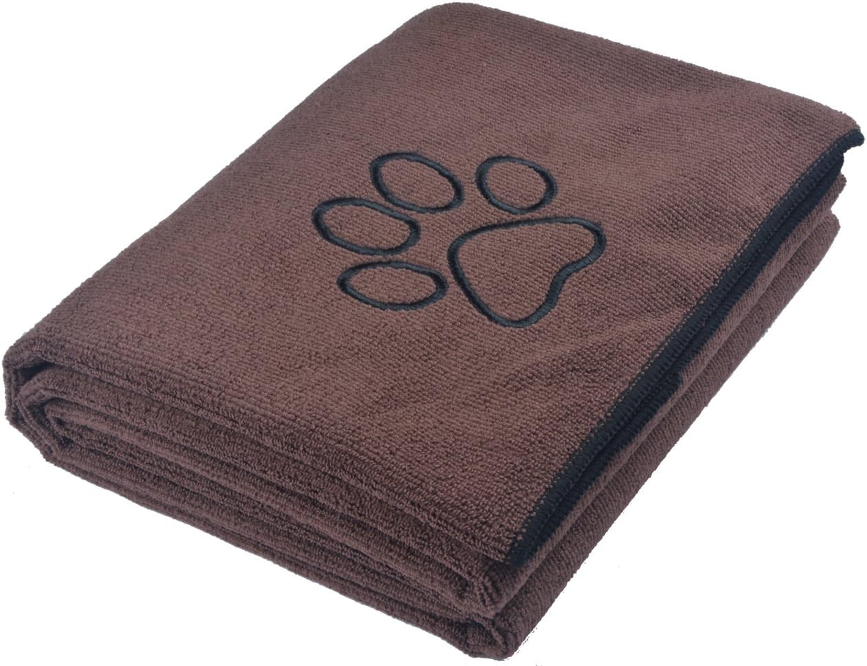 KinHwa Dog Towel Super Absorbent Pet Bath Towel Microfiber Dog Drying Towel for Small, Medium, Large Dogs and Cats 30inch x 50inch Brown