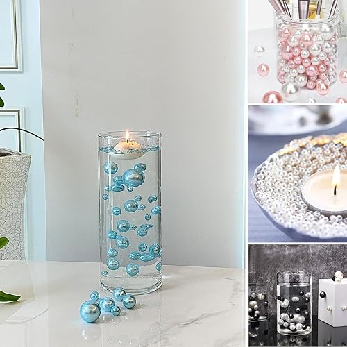 Miniatura 3 de 200 piezas de perlas flotantes sin agujero y 2300 piezas de cuentas transparentes, cuentas flotantes de perlas para jarrones, velas flotantes,